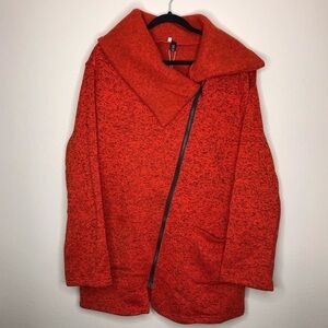 Womens Plus Size Sweater Asymmetrical Zip Up Orange